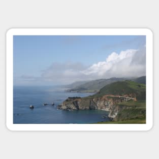 Clouds over Bixby Creek Bridge in Big Sur, California Sticker